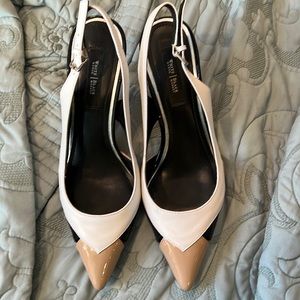 WHBM HEELS WHITE, Black & Tan